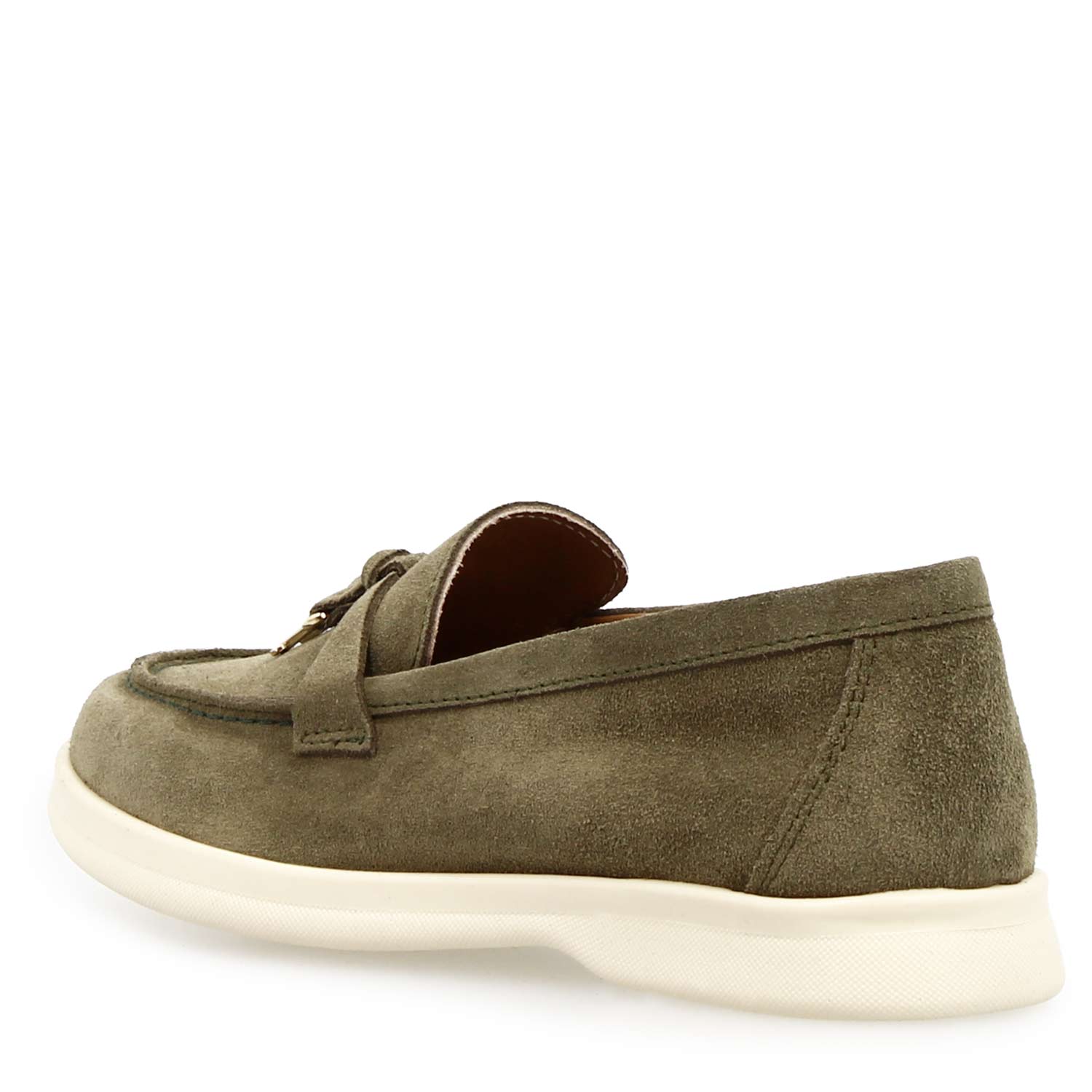 Leonardo Shoes Vellaria mocassini donna camoscio verde