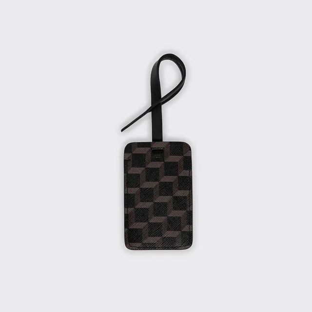 Pierre Hardy Cube Etichetta Bagaglio Pelle Nera TU