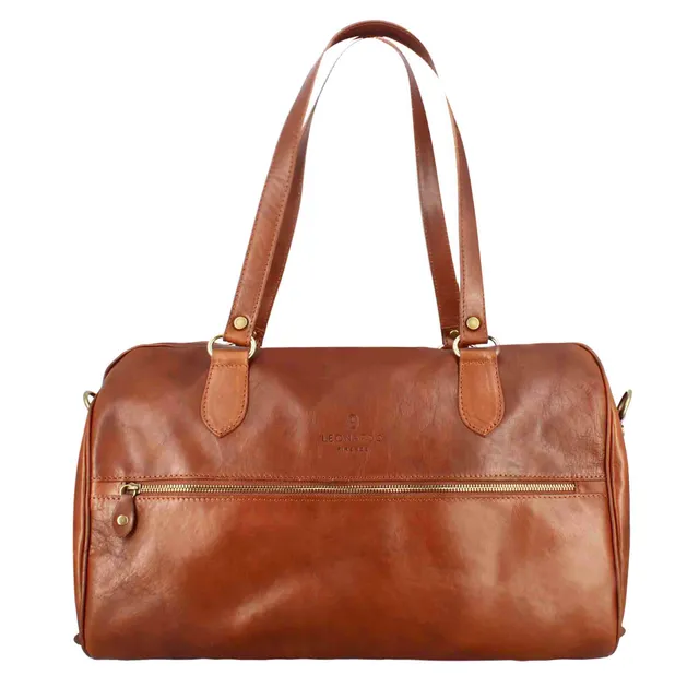 Leonardo Shoes borsone viaggio uomo pelle marrone 45 cm