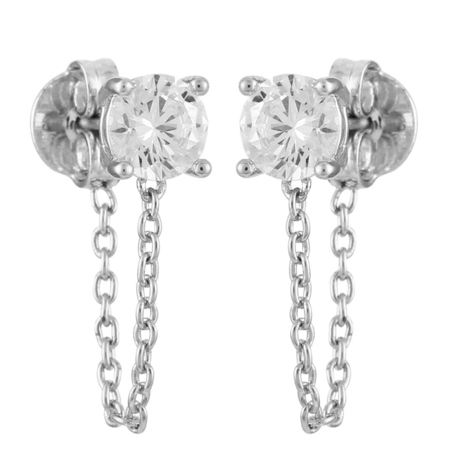 Vince Camuto orecchini pendenti catena cristallo argento