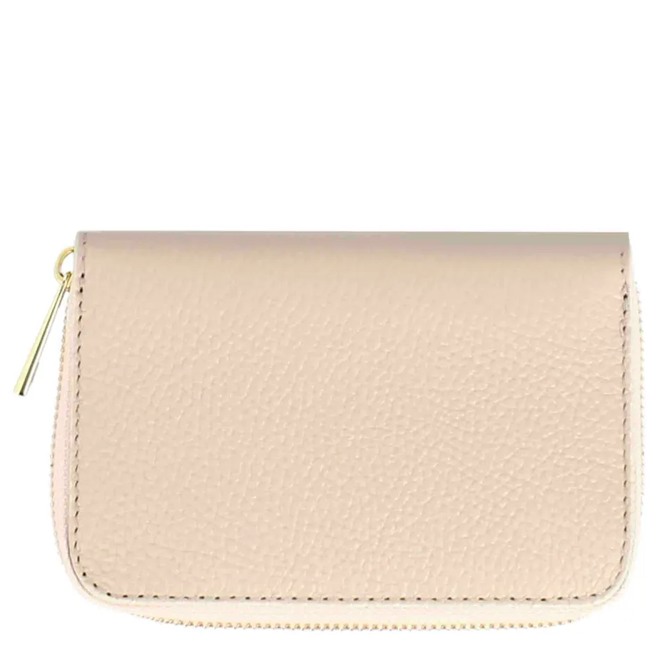 Leonardo Shoes portafoglio medio donna pelle beige cerniera