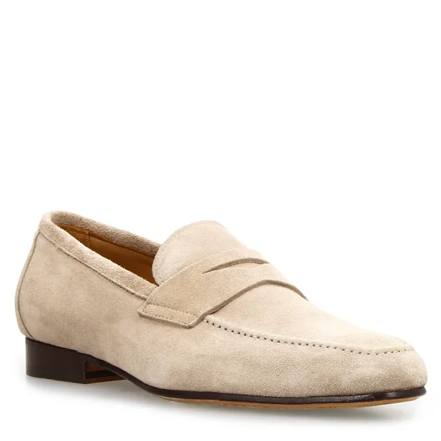 Leonardo Shoes Manfredo mocassini uomo camoscio beige