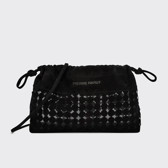 Pierre Hardy Twin Clutch Bulles borsa tracolla nera camoscio