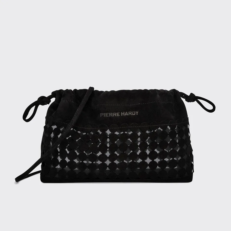 Pierre Hardy Twin Clutch Bulles borsa tracolla nera camoscio