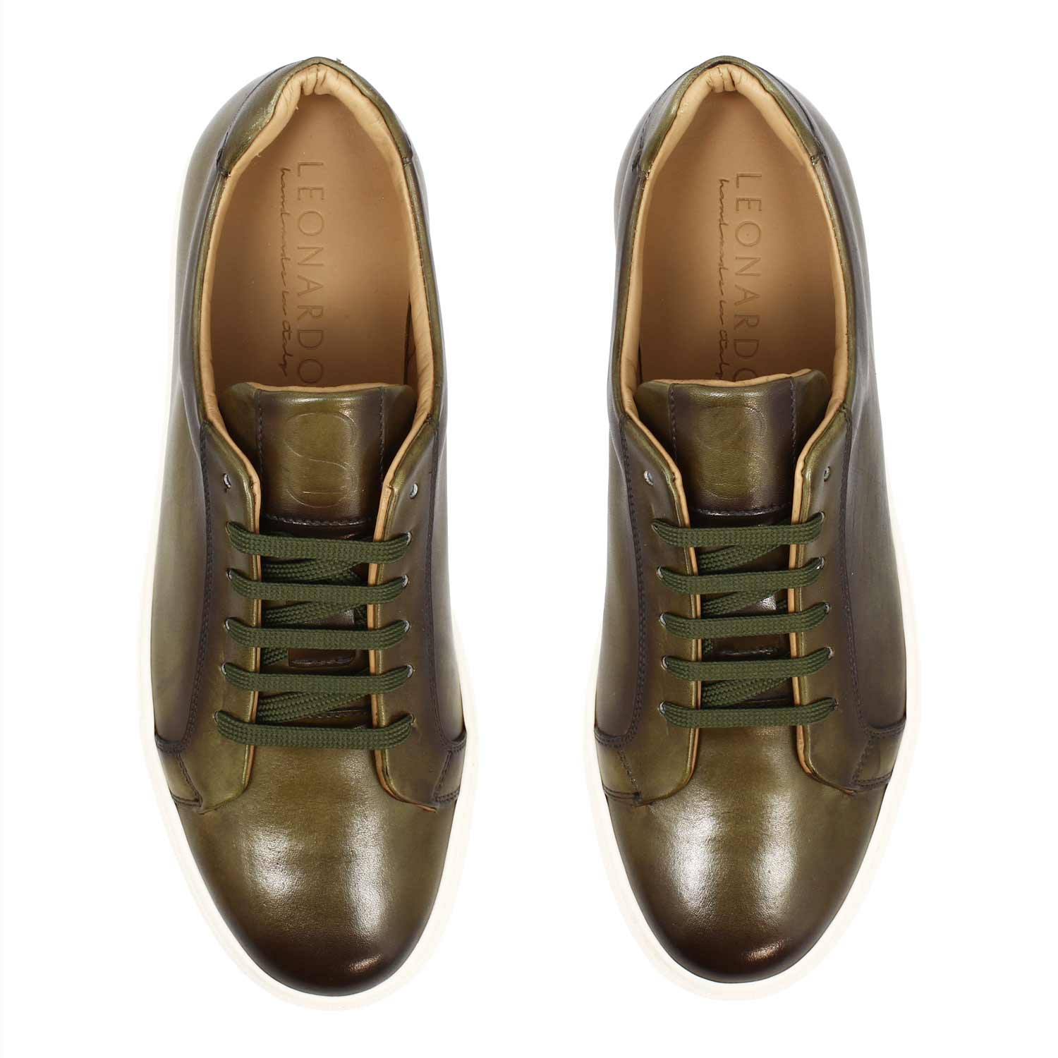 Leonardo Shoes Oreste sneakers uomo pelle verde oliva spazzolata