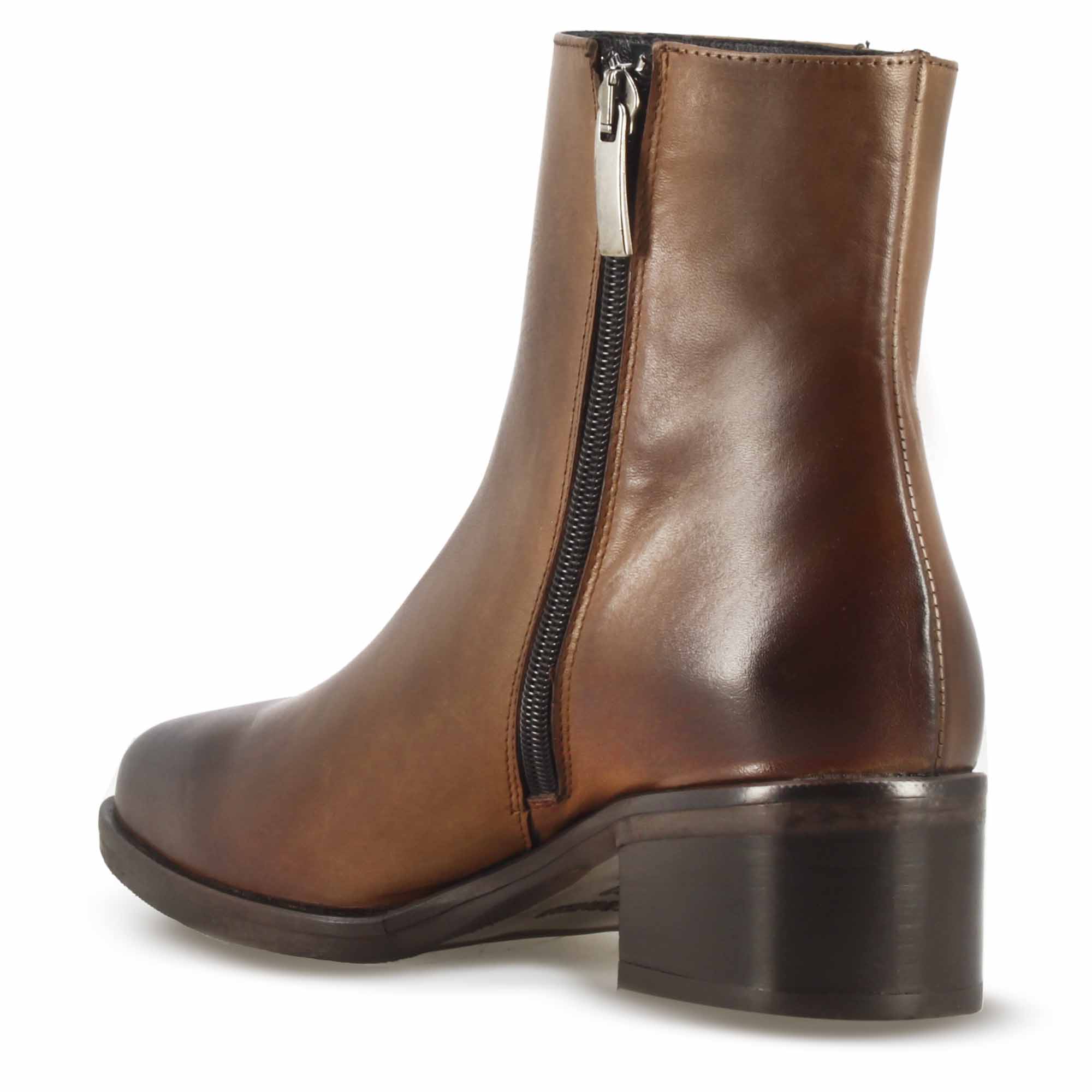 Leonardo Shoes Stivaletti Donna Pelle Marrone Punta