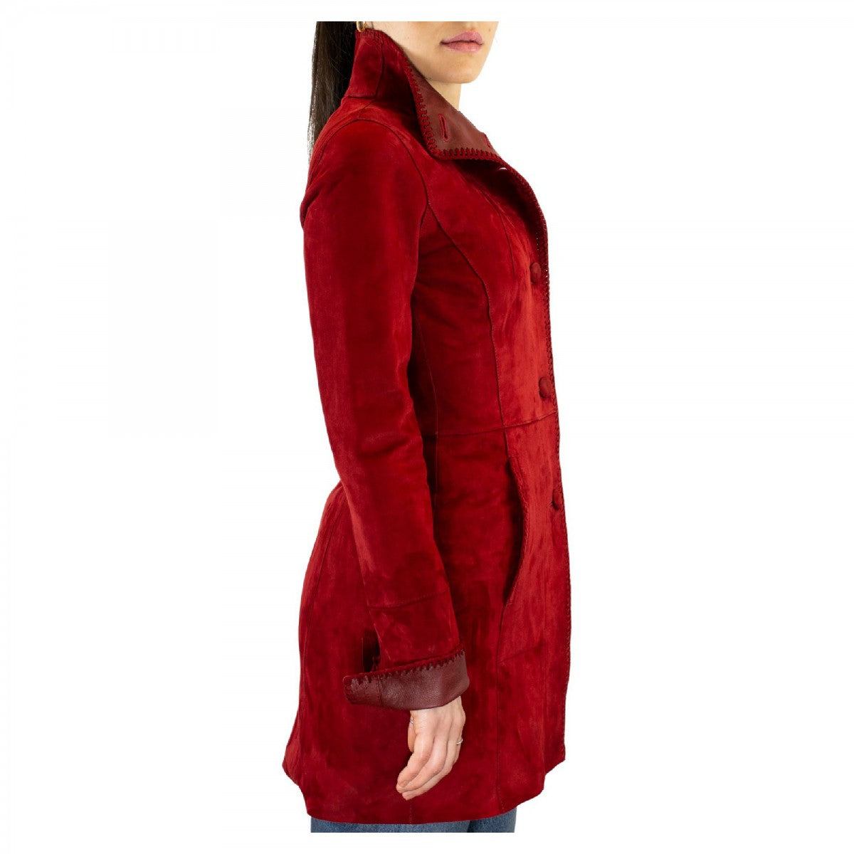 Leonardo Shoes Giacca Pelle Donna Reversibile Rossa Renna
