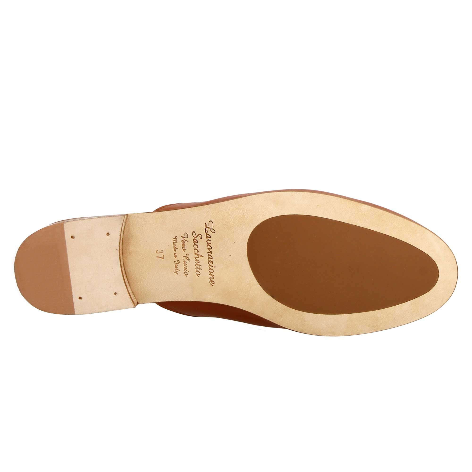Leonardo Shoes sabot marrone mules donna pelle fibbia oro