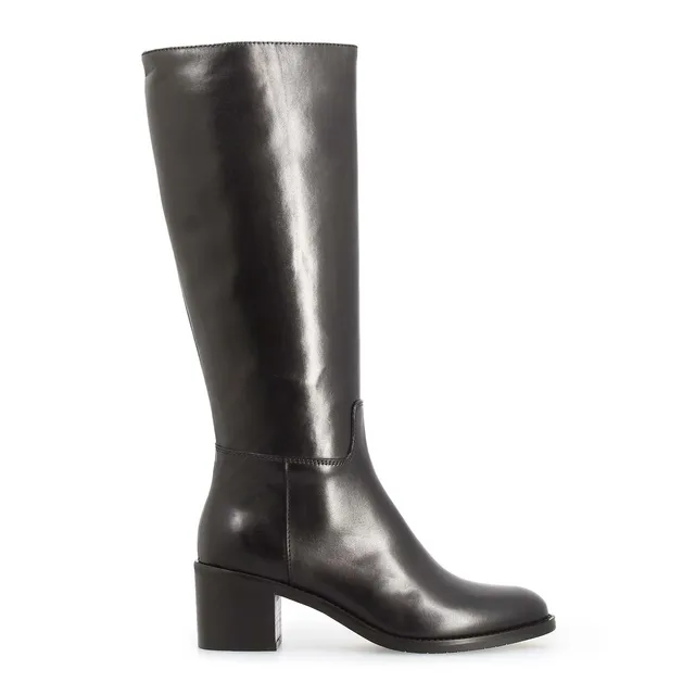 Leonardo Messala Stivale Ginocchio Pelle Nero Tacco 6 cm Donna