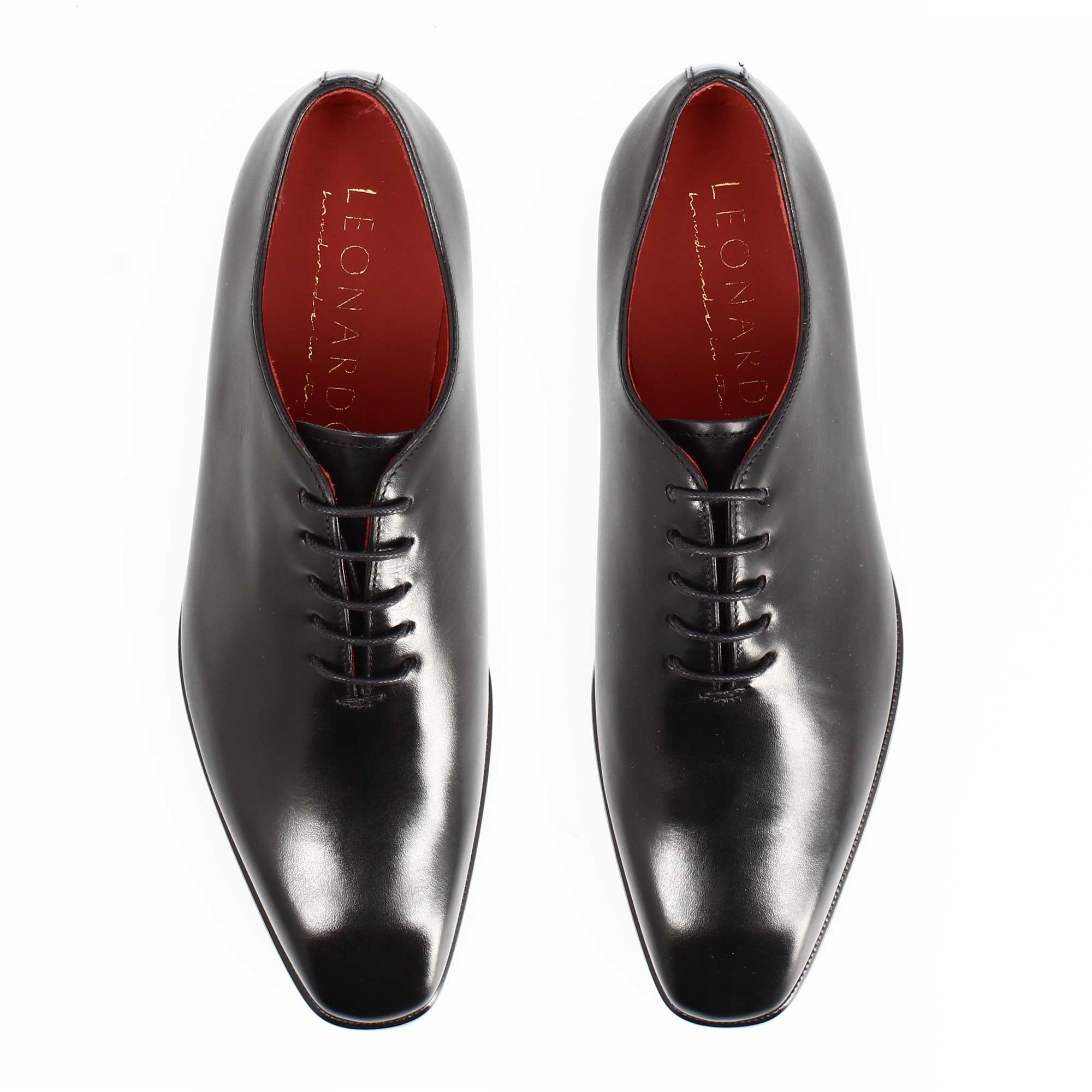 Leonardo Shoes Oxford wholecut francesine uomo pelle nera
