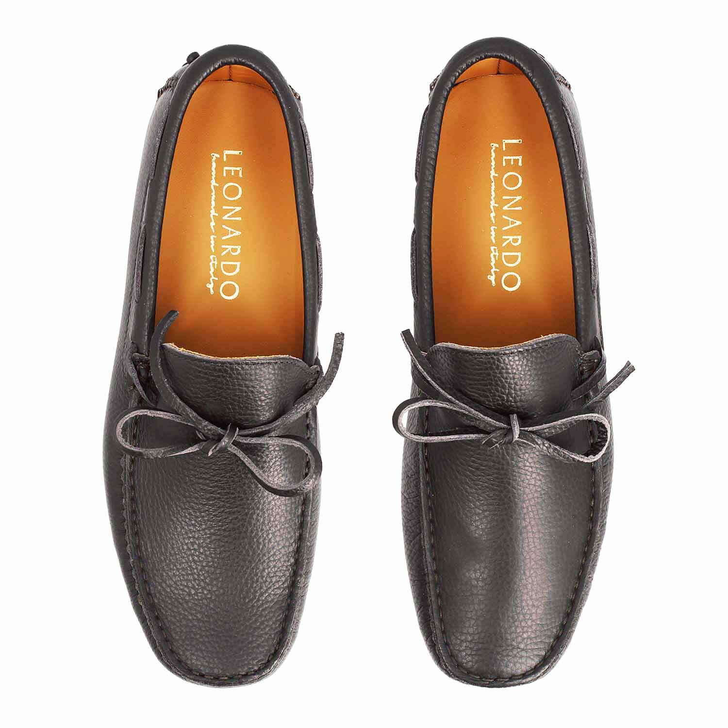 Leonardo Shoes Mocassini Uomo Dario Pelle Nera Driver