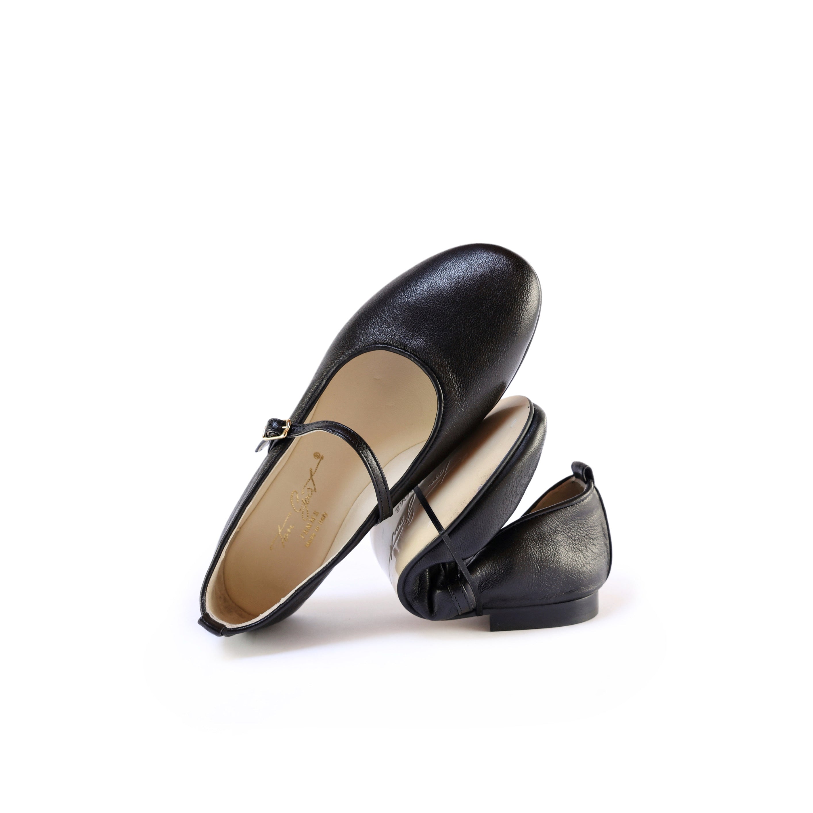 Ton Goût Lisa ballerina donna nera pelle punta tonda cinturino