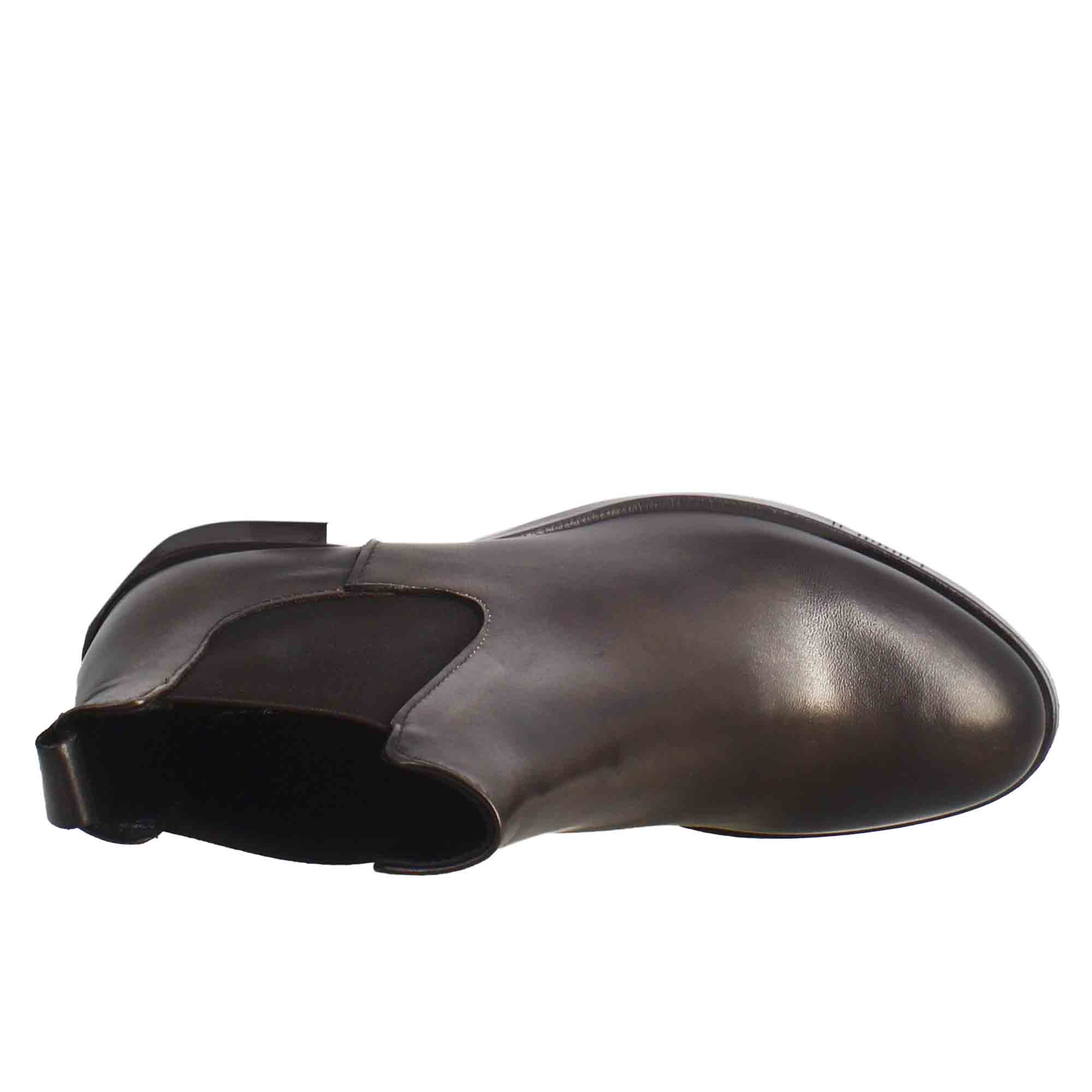 Leonardo Shoes Stivali Donna Chelsea pelle marrone scuro tacco 5 cm