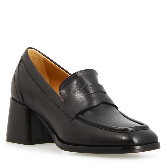 Leonardo Shoes Mocassini Donna Ottavia tacco alto pelle nero