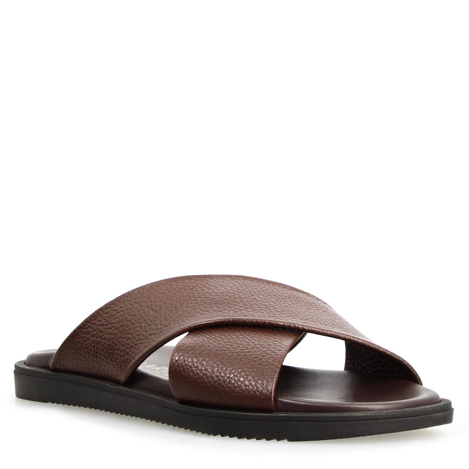 Leonardo Shoes Orfeo sandali uomo pelle marrone scuro