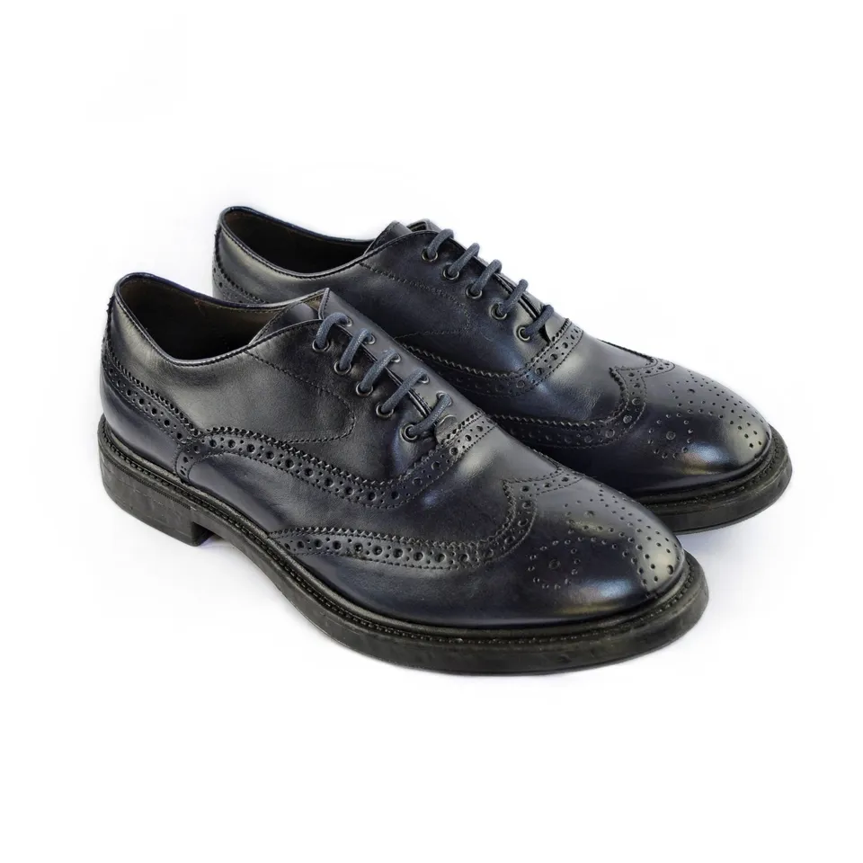 Ton Goût Blue Derby uomo pelle blu vitello