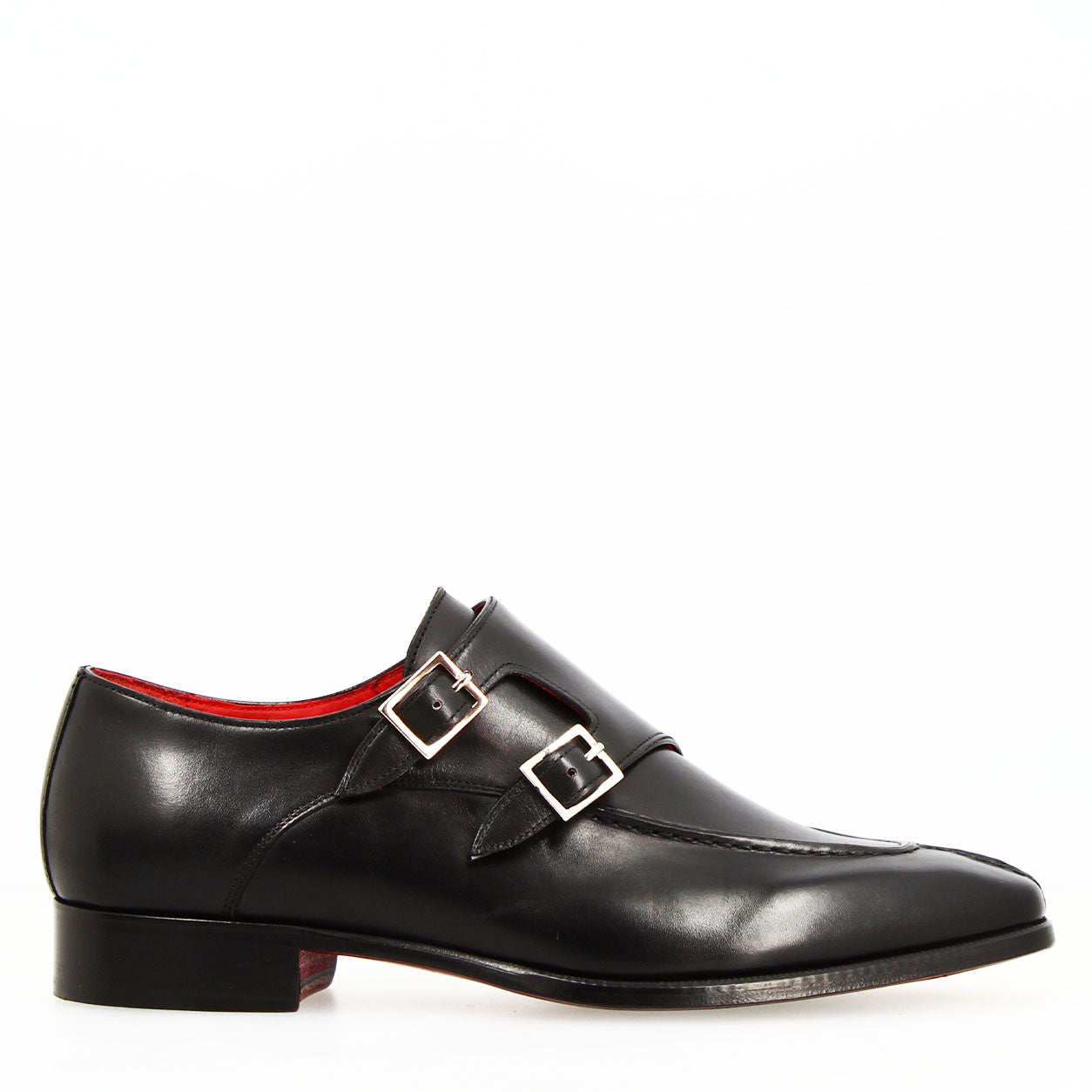 Leonardo Shoes Orazio Nero Francesina Doppia Fibbia Pelle