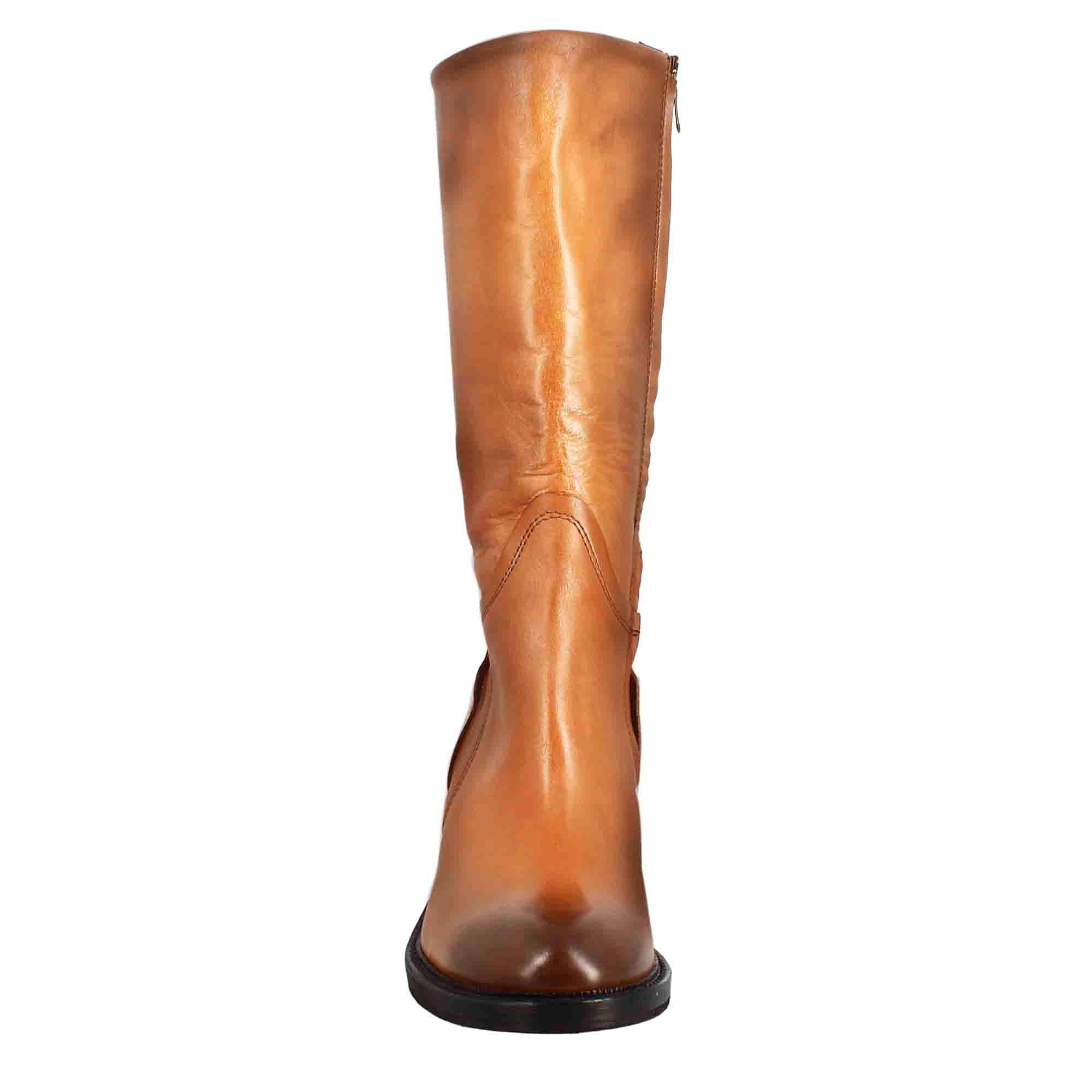 Leonardo Shoes Stivali Donna diver cuoio scuro tacco 5 cm