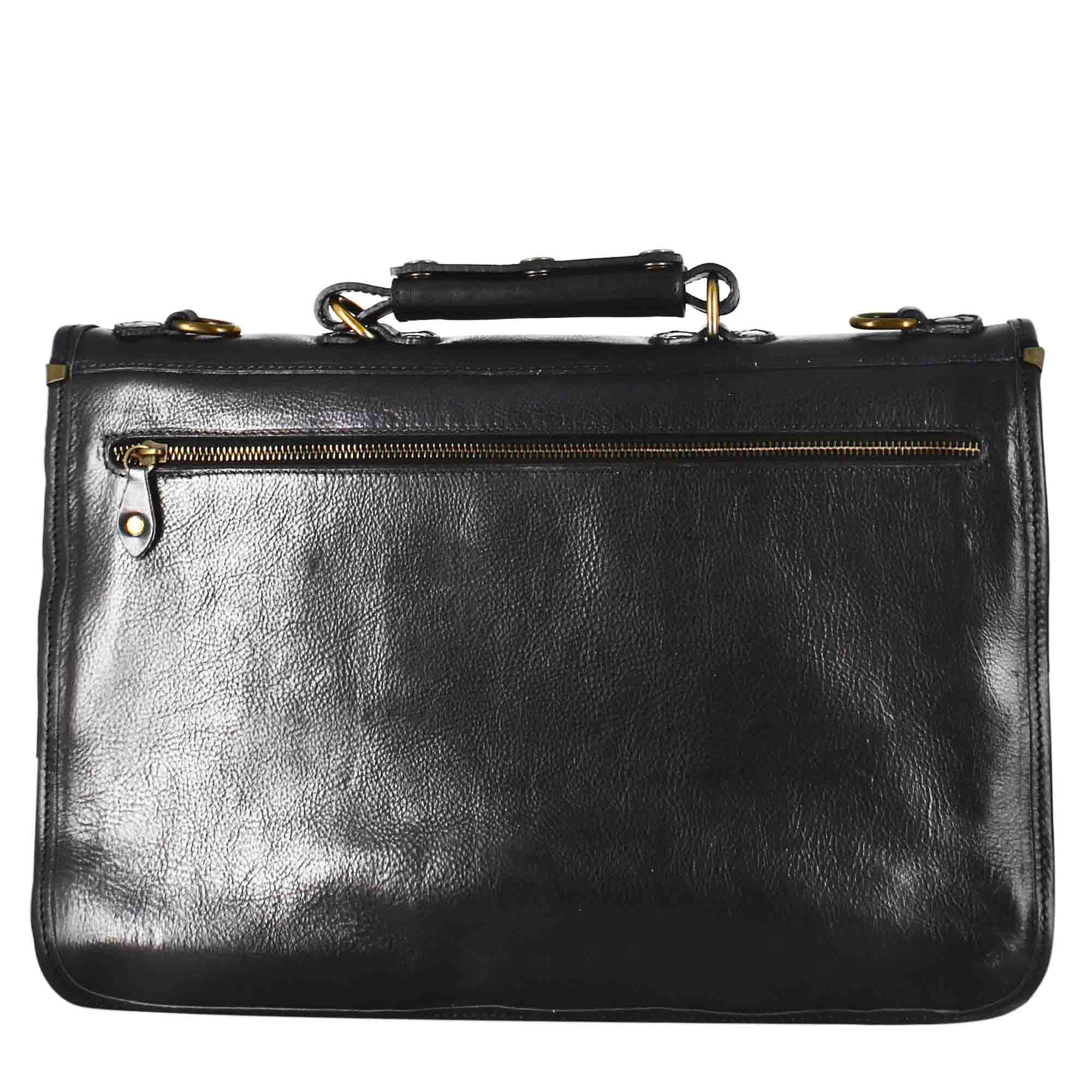 Leonardo Shoes Borse Uomo cartella pelle nera 40 cm
