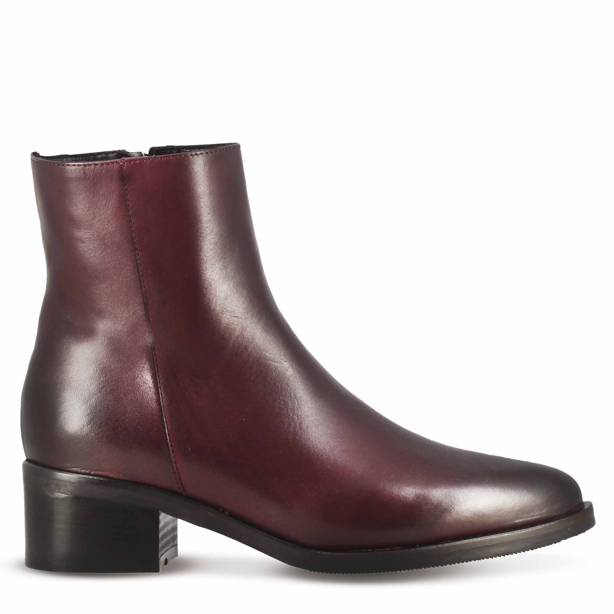 Leonardo Shoes stivaletti donna pelle bordeaux punta
