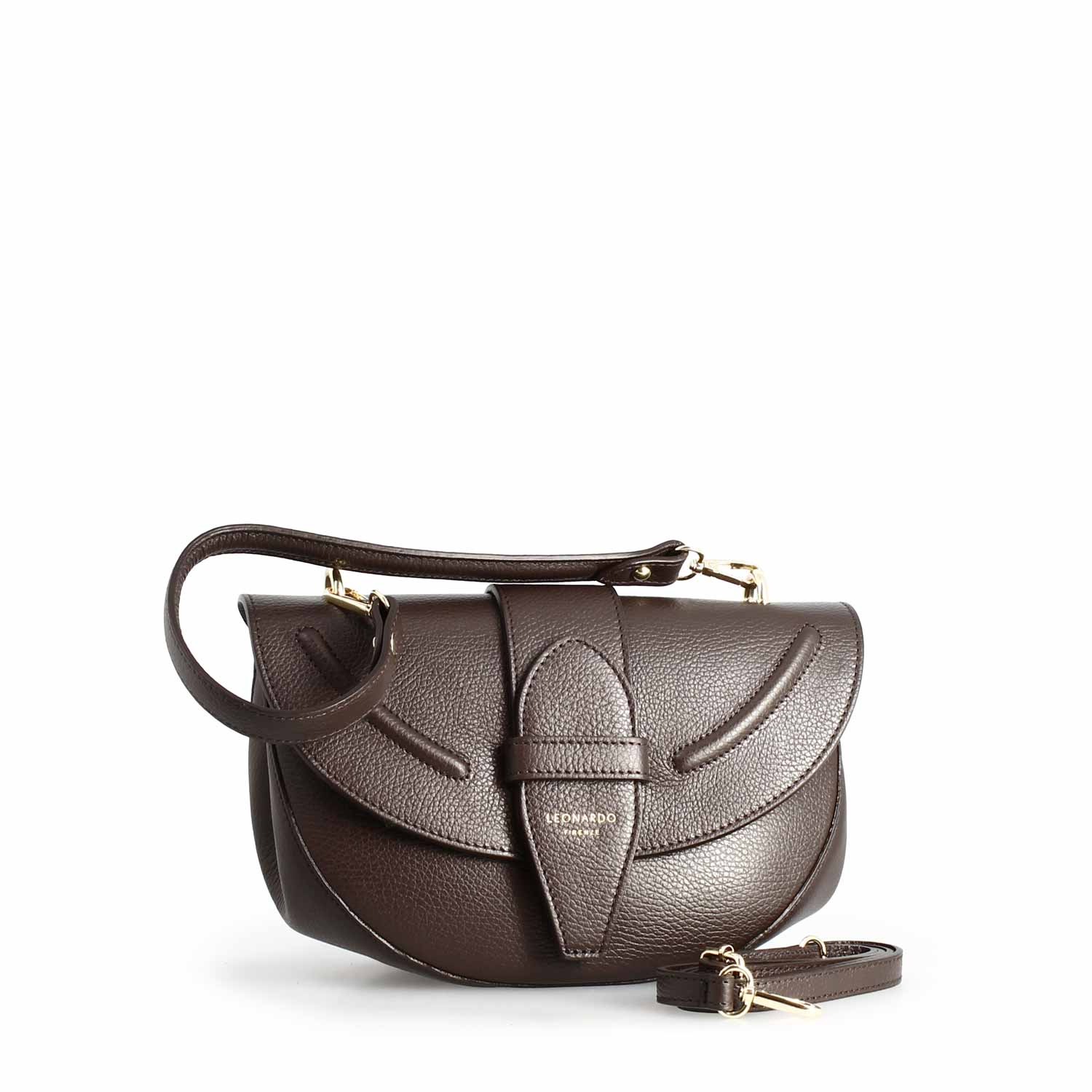 Leonardo Ofelia Borsa a Spalla Pelle Marrone Scuro