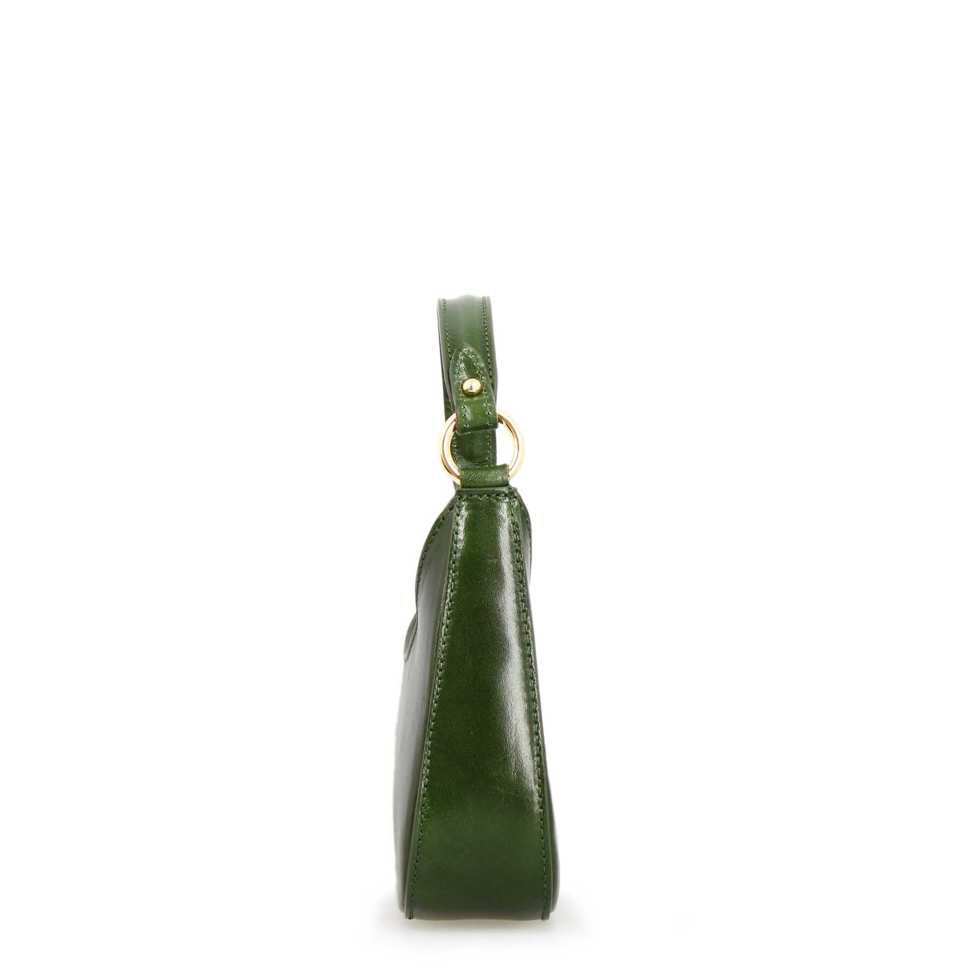 Leonardo Shoes Isotta S borsa mezzaluna pelle verde