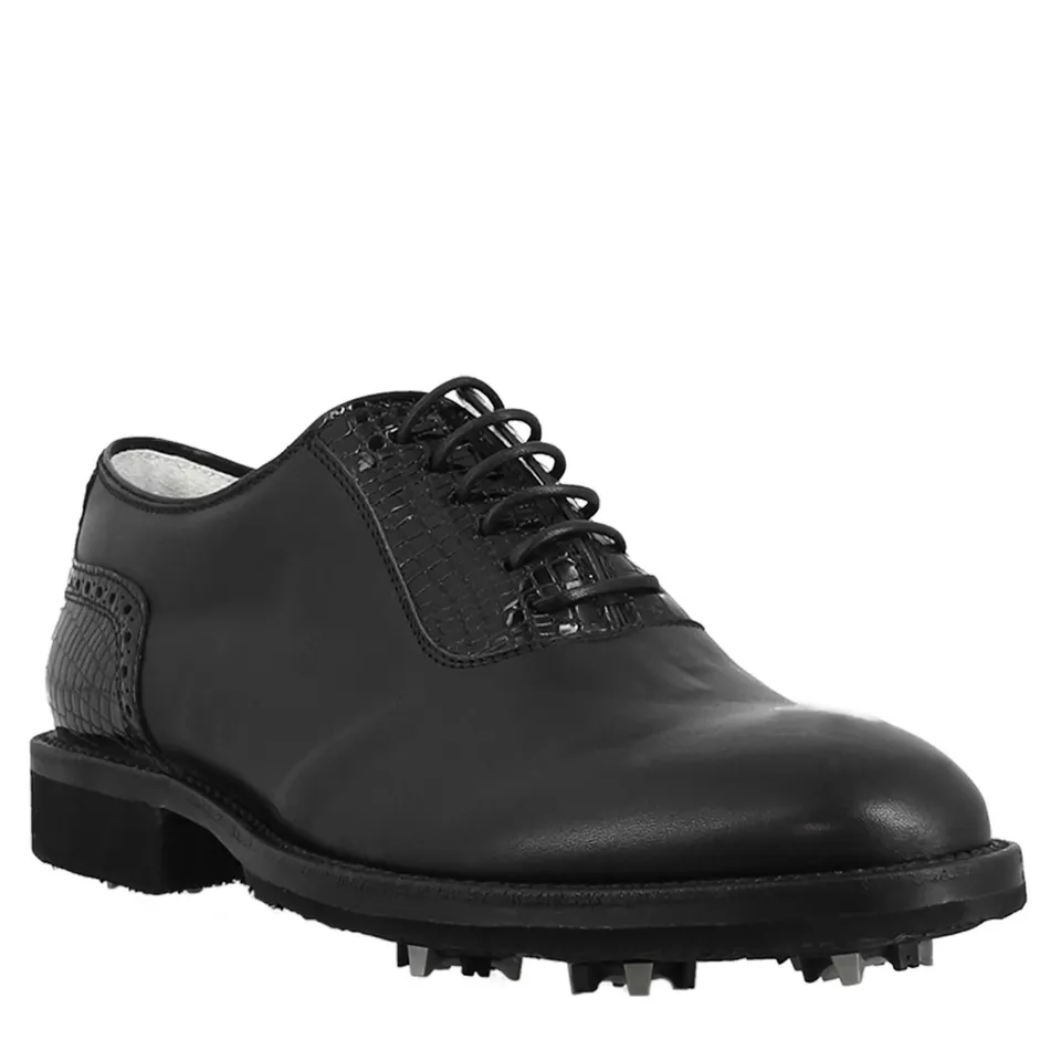 Leonardo Shoes Golf Scarpe da Golf Pelle Nero Punta Liscia