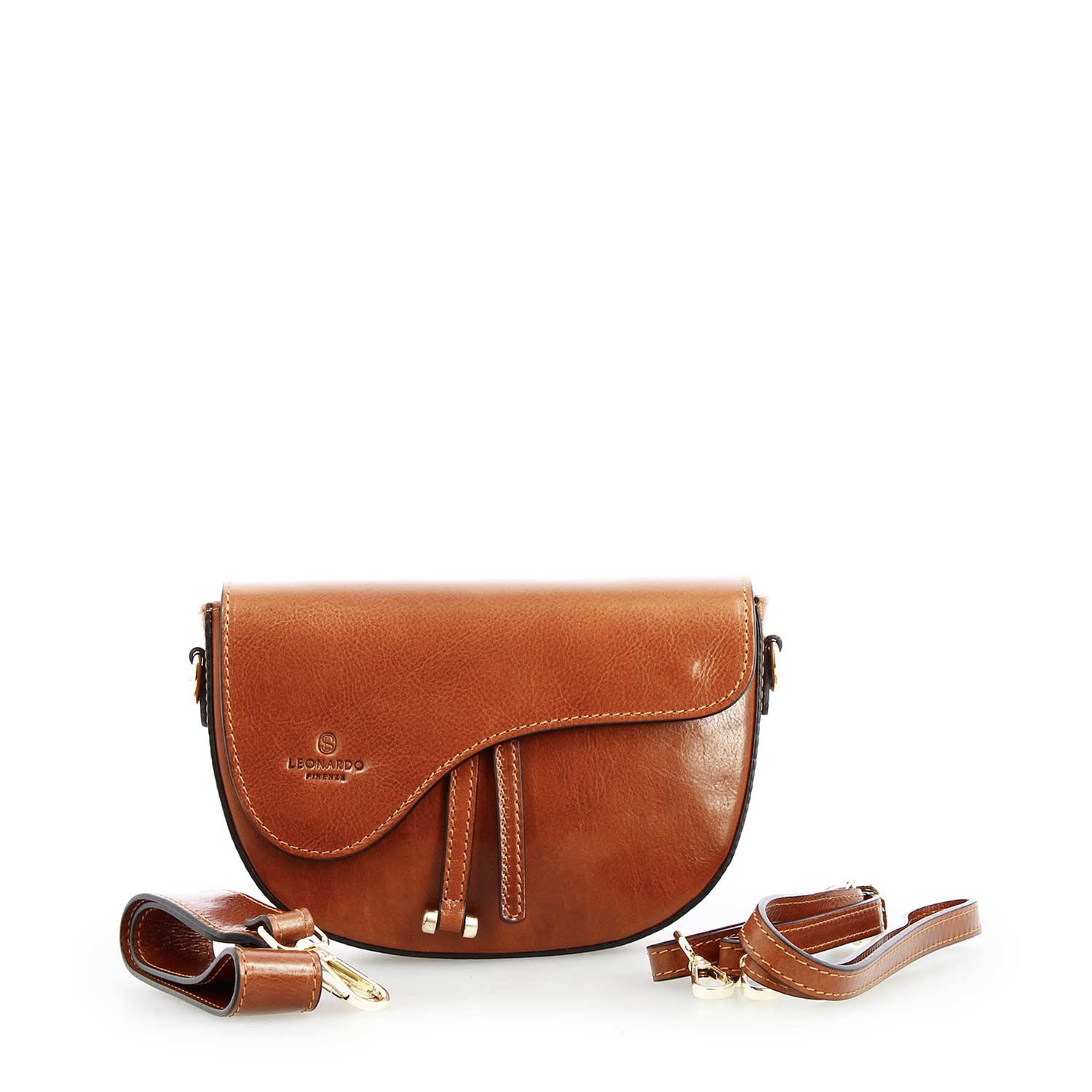Leonardo Shoes Lena Borsa a Tracolla Marrone Pelle