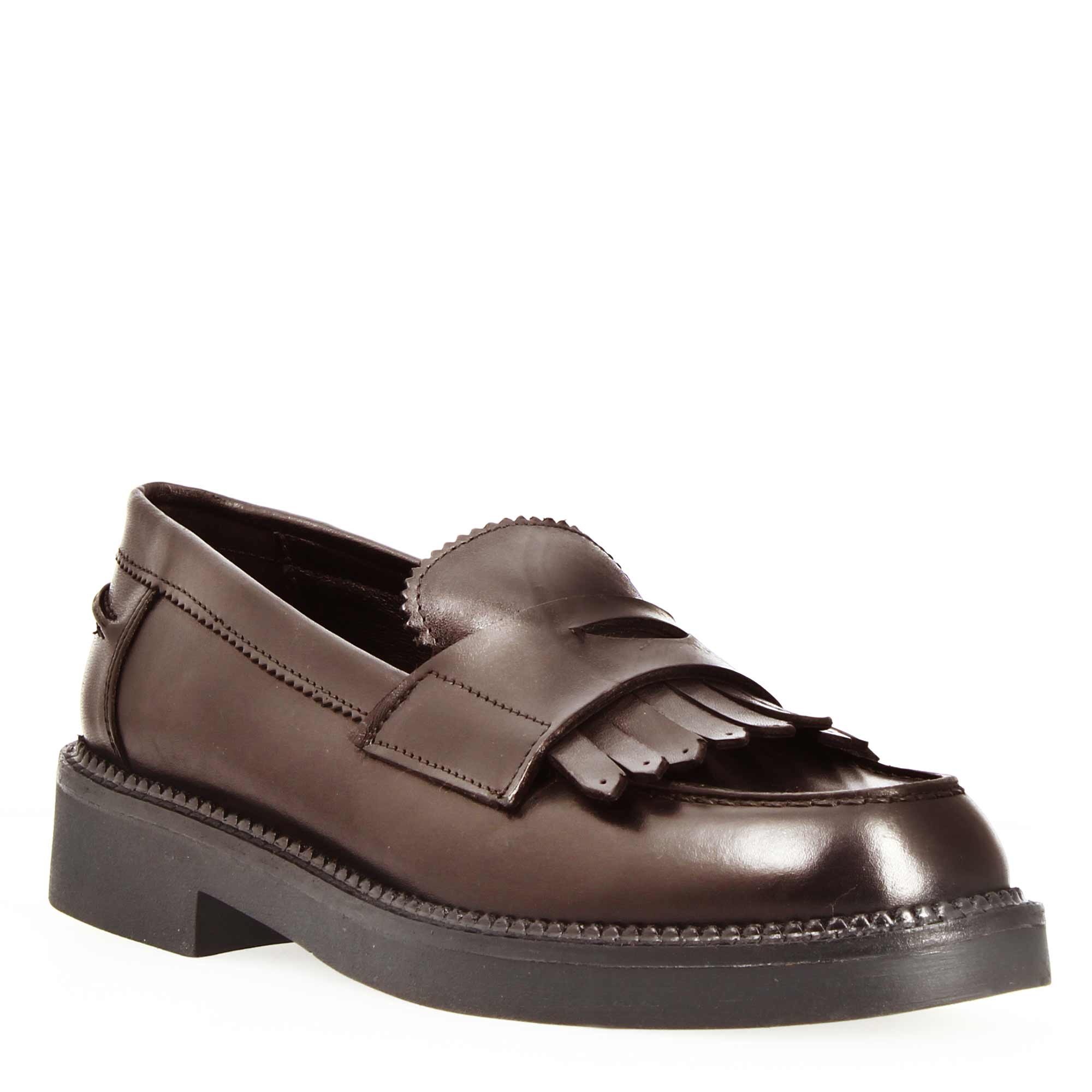 Leonardo Shoes Mocassino Domitilla22 Marrone Frange