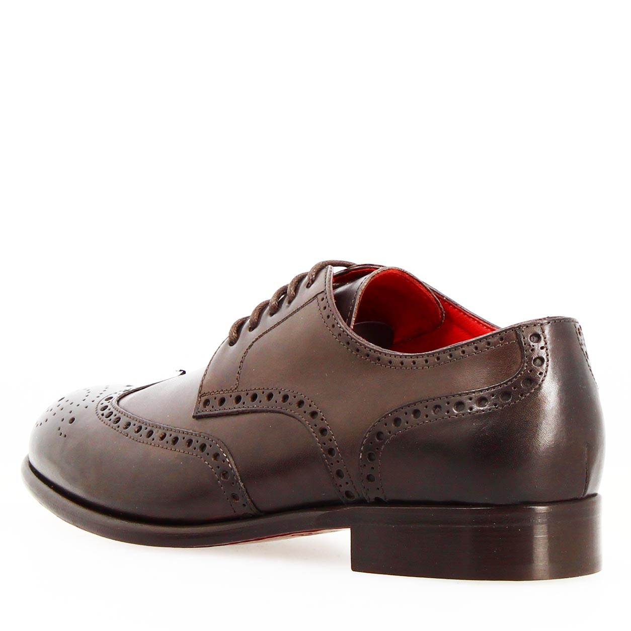 Leonardo Shoes Ottaviano derby uomo pelle marrone scuro