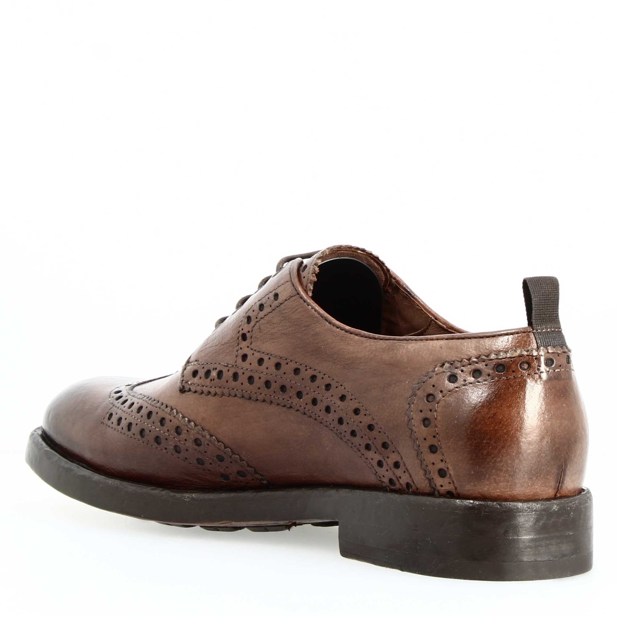Leonardo Lorenzo Marrone Derby Uomo Pelle Brogue