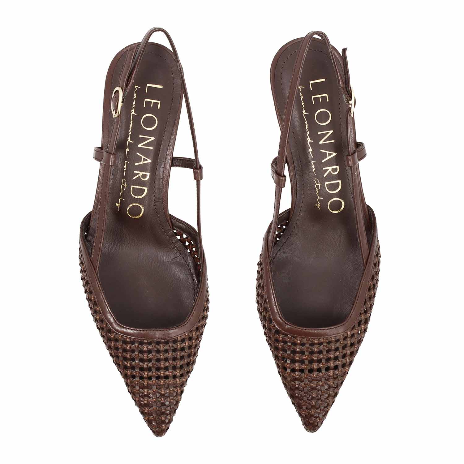 Leonardo Shoes Aminta Sandalo Slingback Moro Pelle