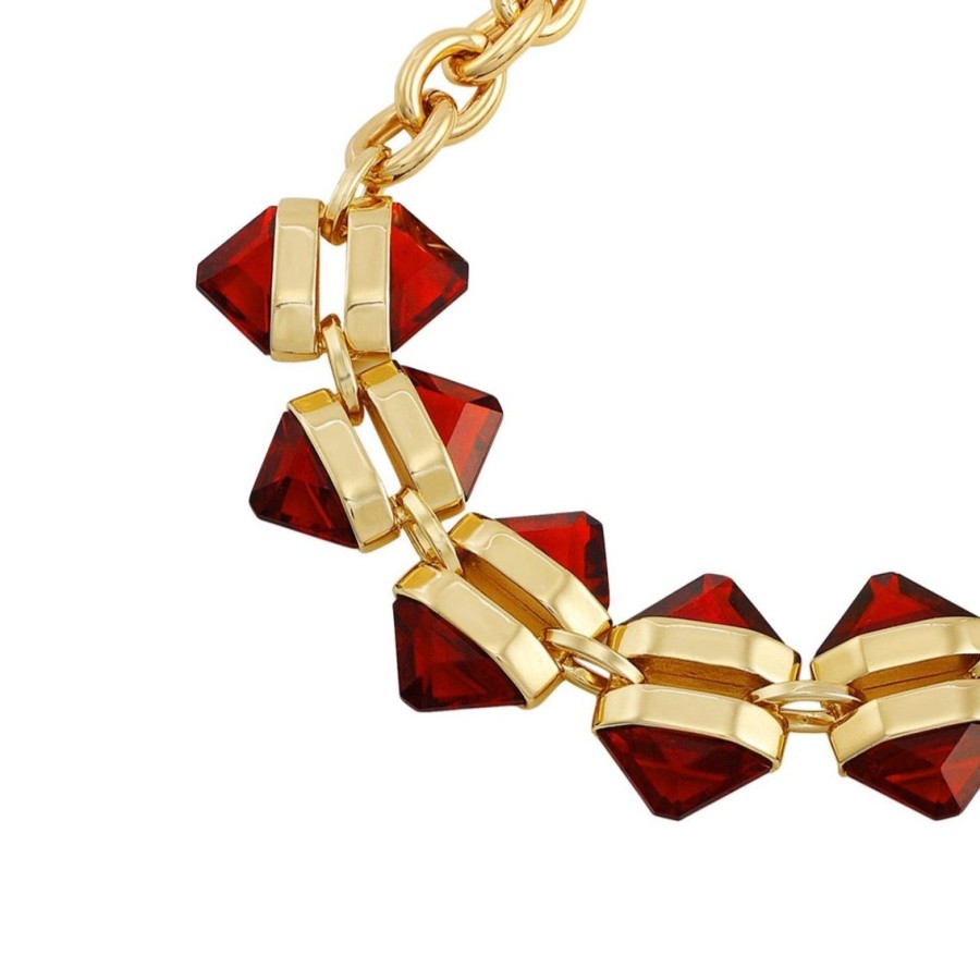 Vince Camuto bracciale catena oro pietra rossa