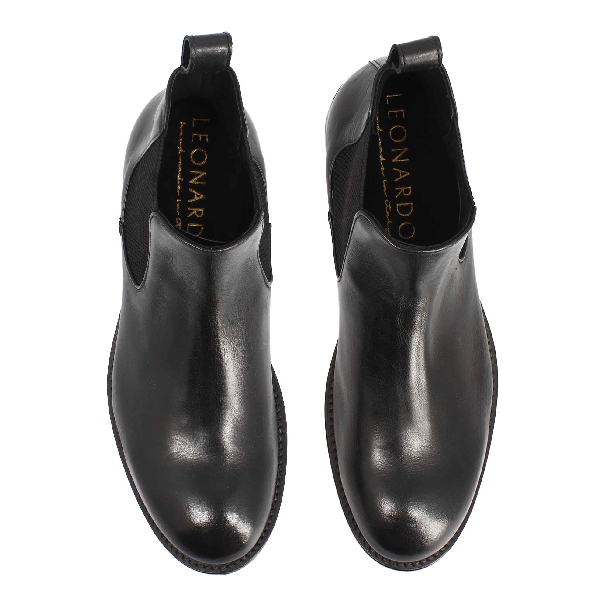 Leonardo Shoes Chelsea stivaletti pelle nero diver