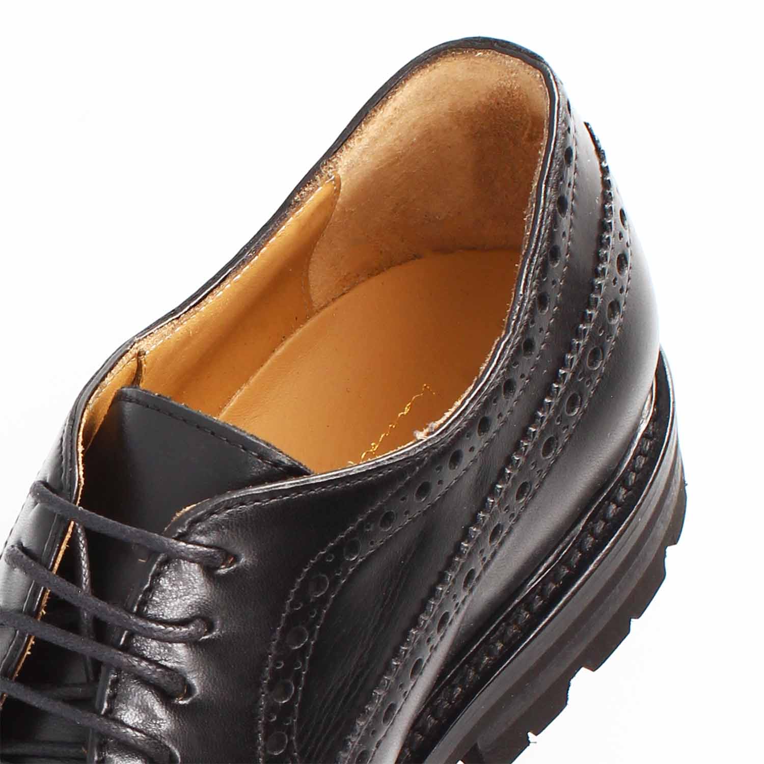 Leonardo Massimo derby brogue pelle nera suola gomma