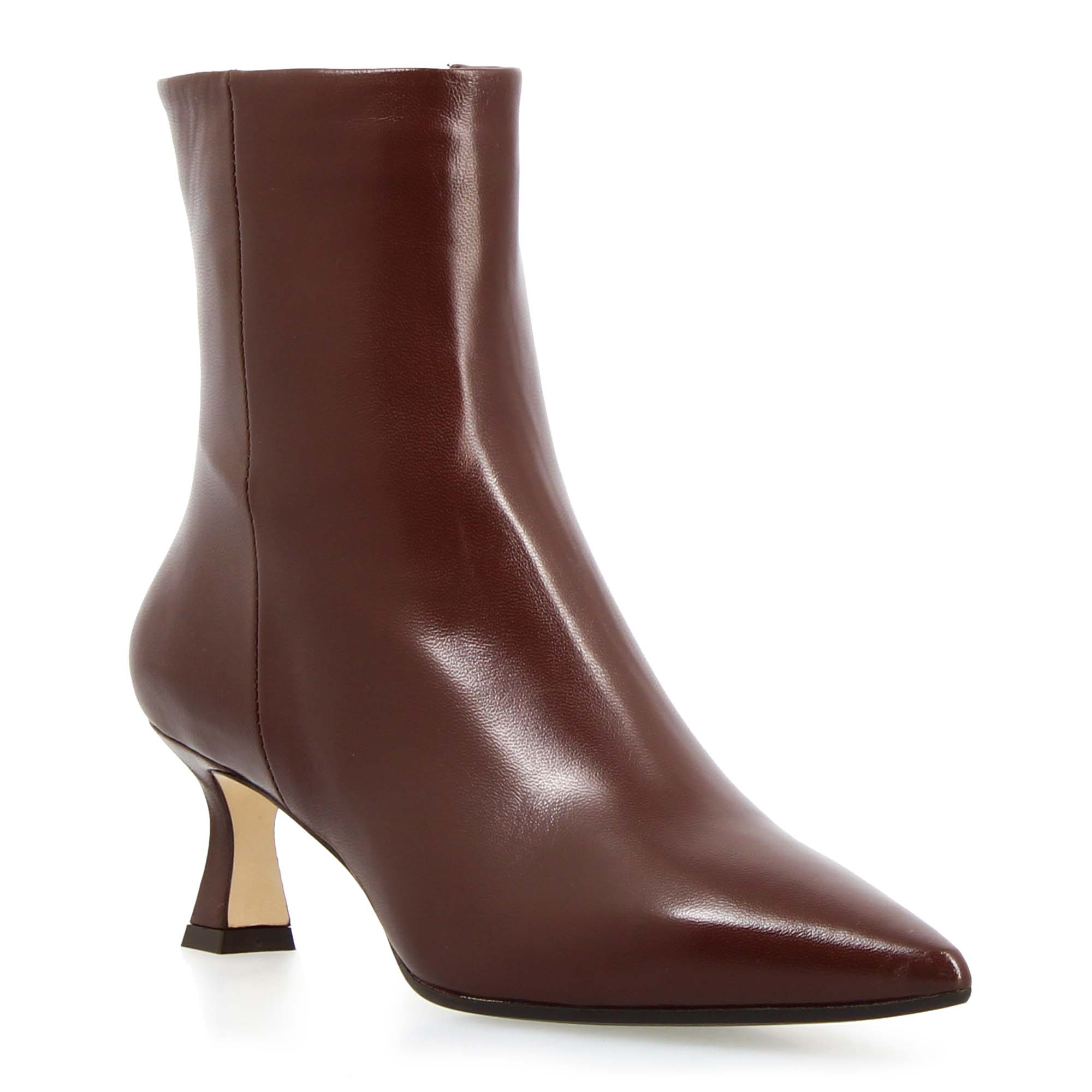 Leonardo Shoes Gioconda stivaletti pelle marrone tacco 5cm