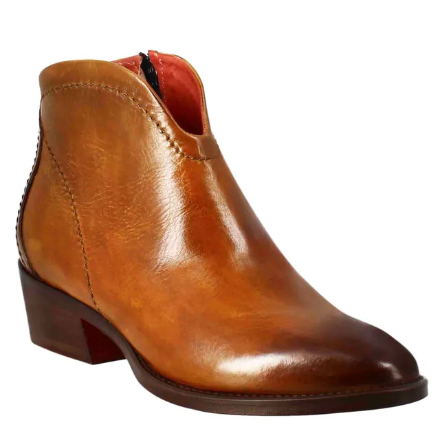 Leonardo Shoes Stivali Donna stivaletto marrone chiaro tacco medio