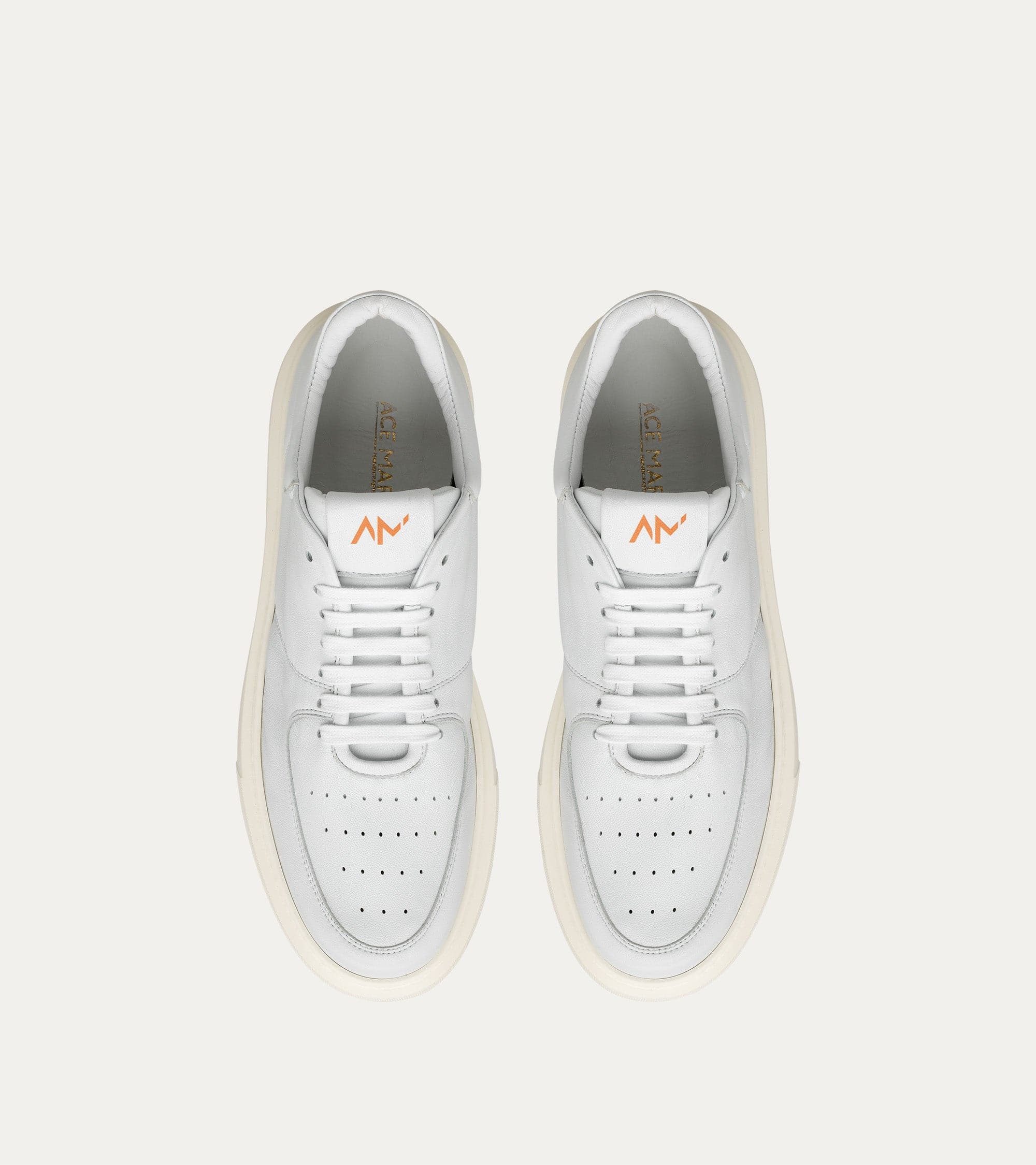 Ace Marks Kody sneakers uomo pelle bianco ghiaccio ultraleggere