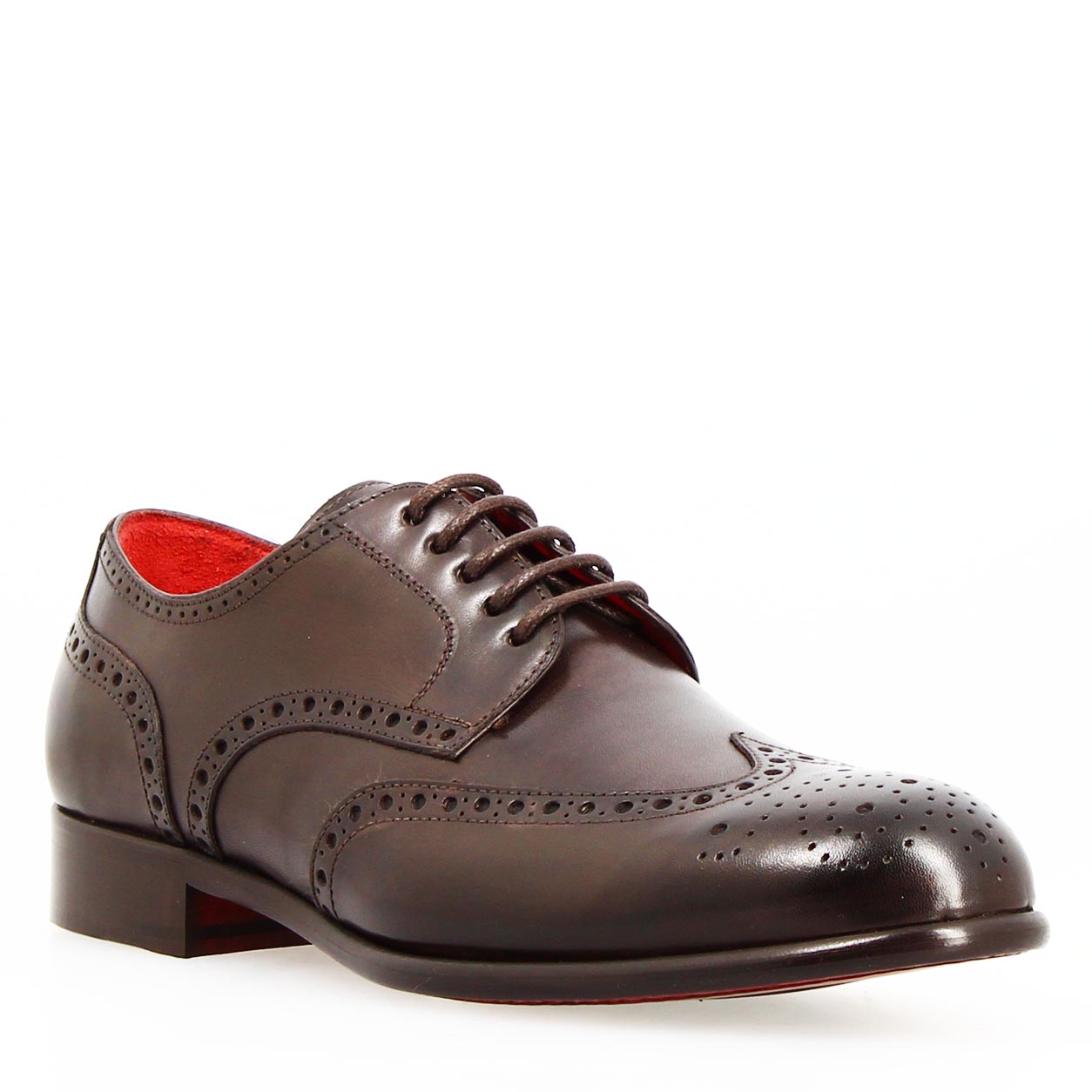 Leonardo Shoes Ottaviano derby uomo pelle marrone scuro