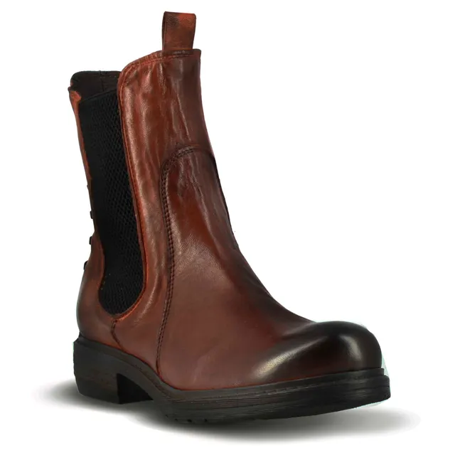 Leonardo Shoes Stivali Donna BF-30 Stivaletto Pelle Marrone Vintage