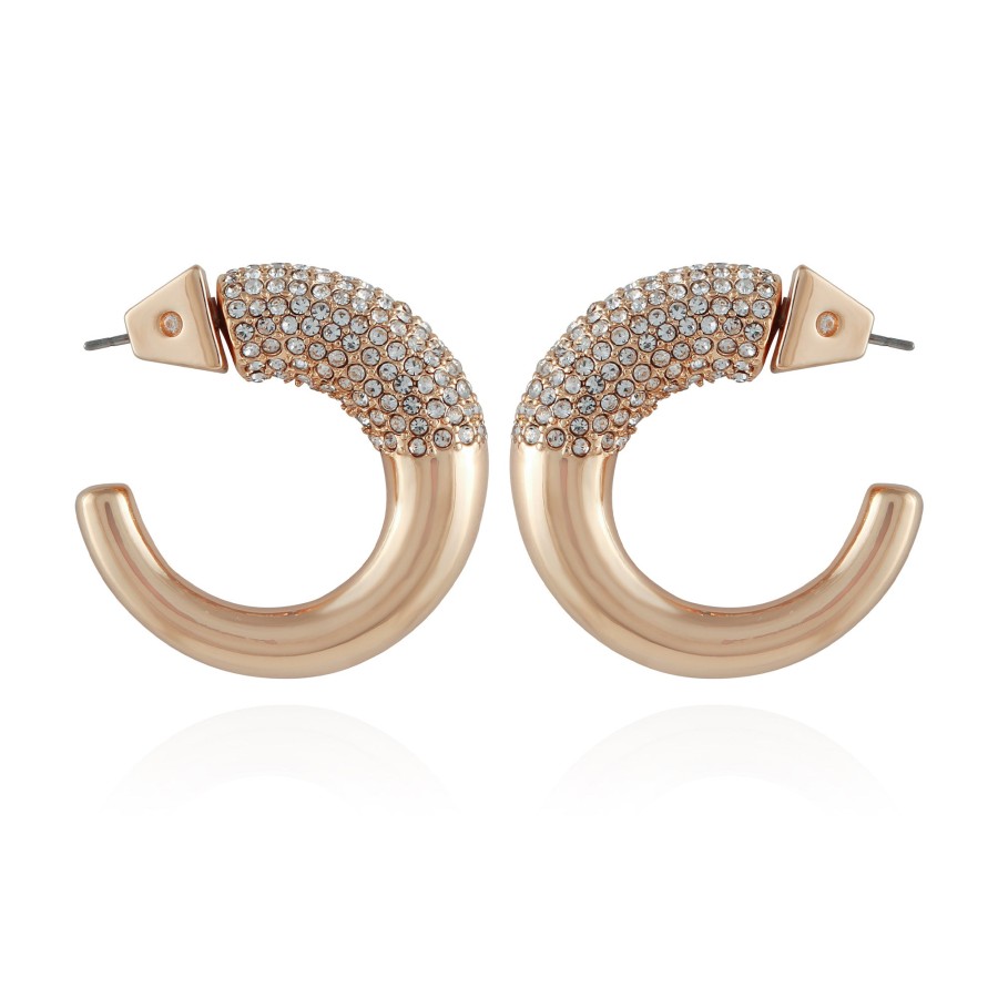 Vince Camuto orecchini cerchio aperto oro con cristalli