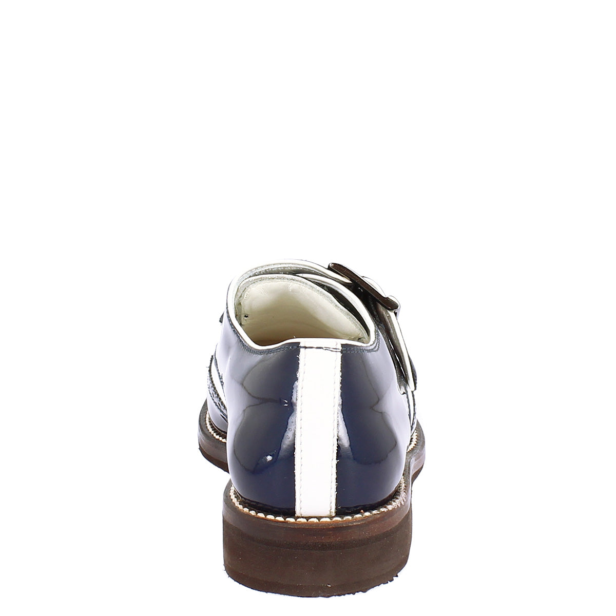 Leonardo Shoes Golf fibbia pelle bianco blu Softspike donna uomo