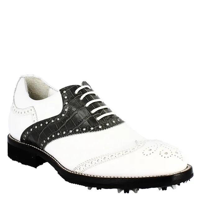 Leonardo Shoes Golf Calzature scarpe golf pelle bianco nero