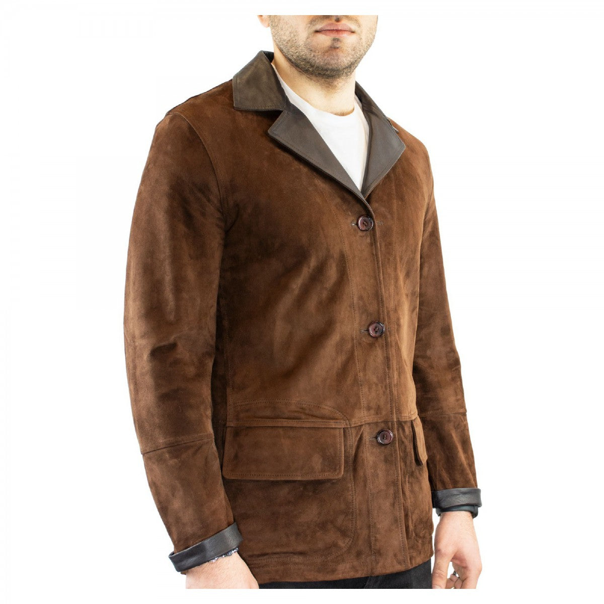 Leonardo Shoes giacca pelle uomo reversibile testa di moro renna