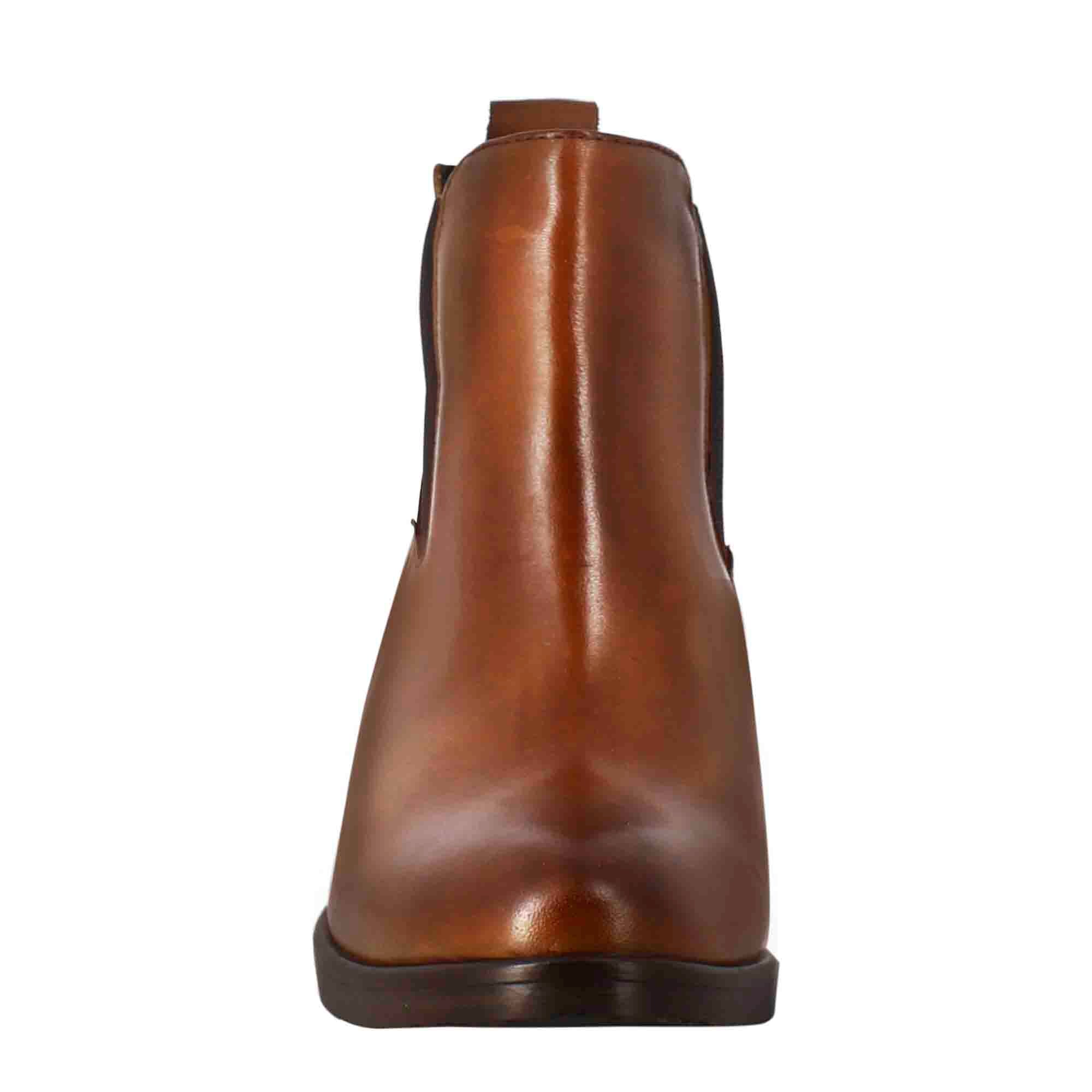 Leonardo Shoes Chelsea stivali donna marrone pelle tacco 5cm