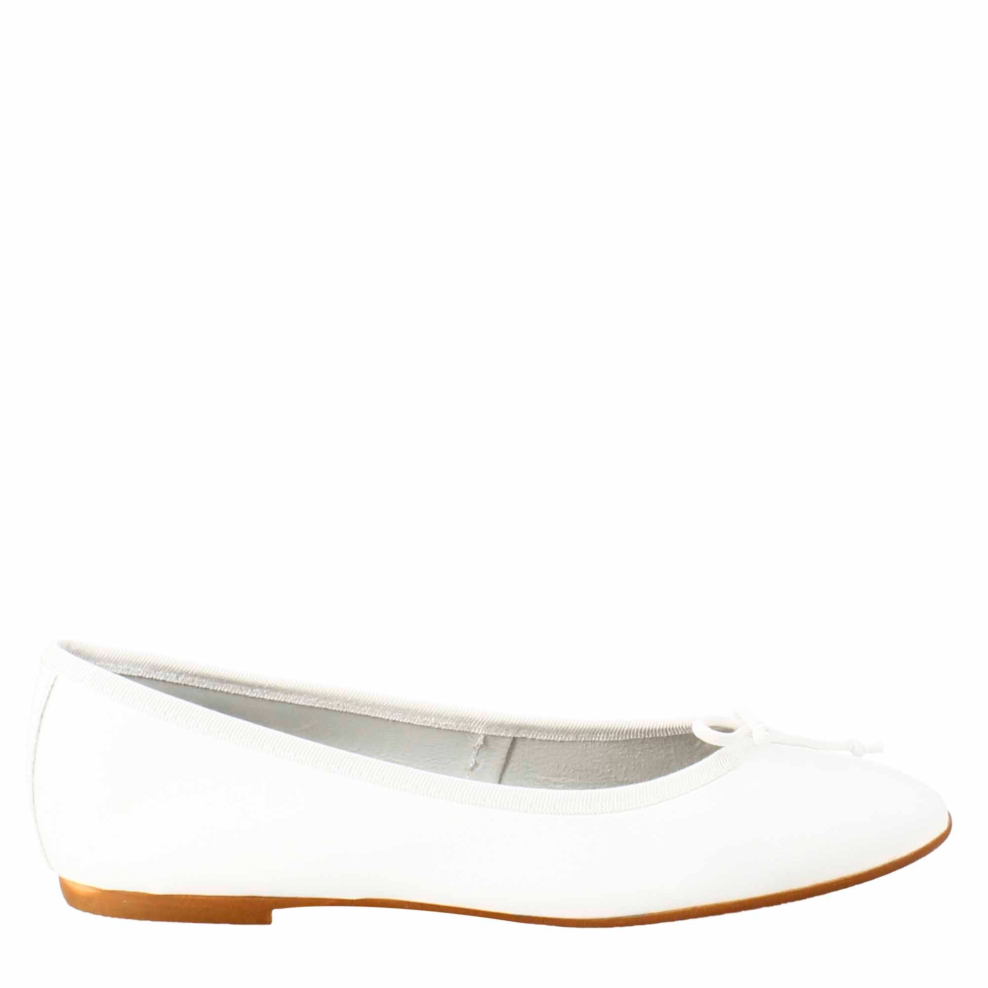 Leonardo Shoes BF-20 ballerine donna bianco pelle liscia fiocco