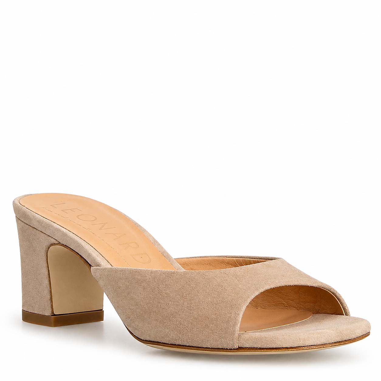 Leonardo Shoes Elena mules donna beige camoscio tacco
