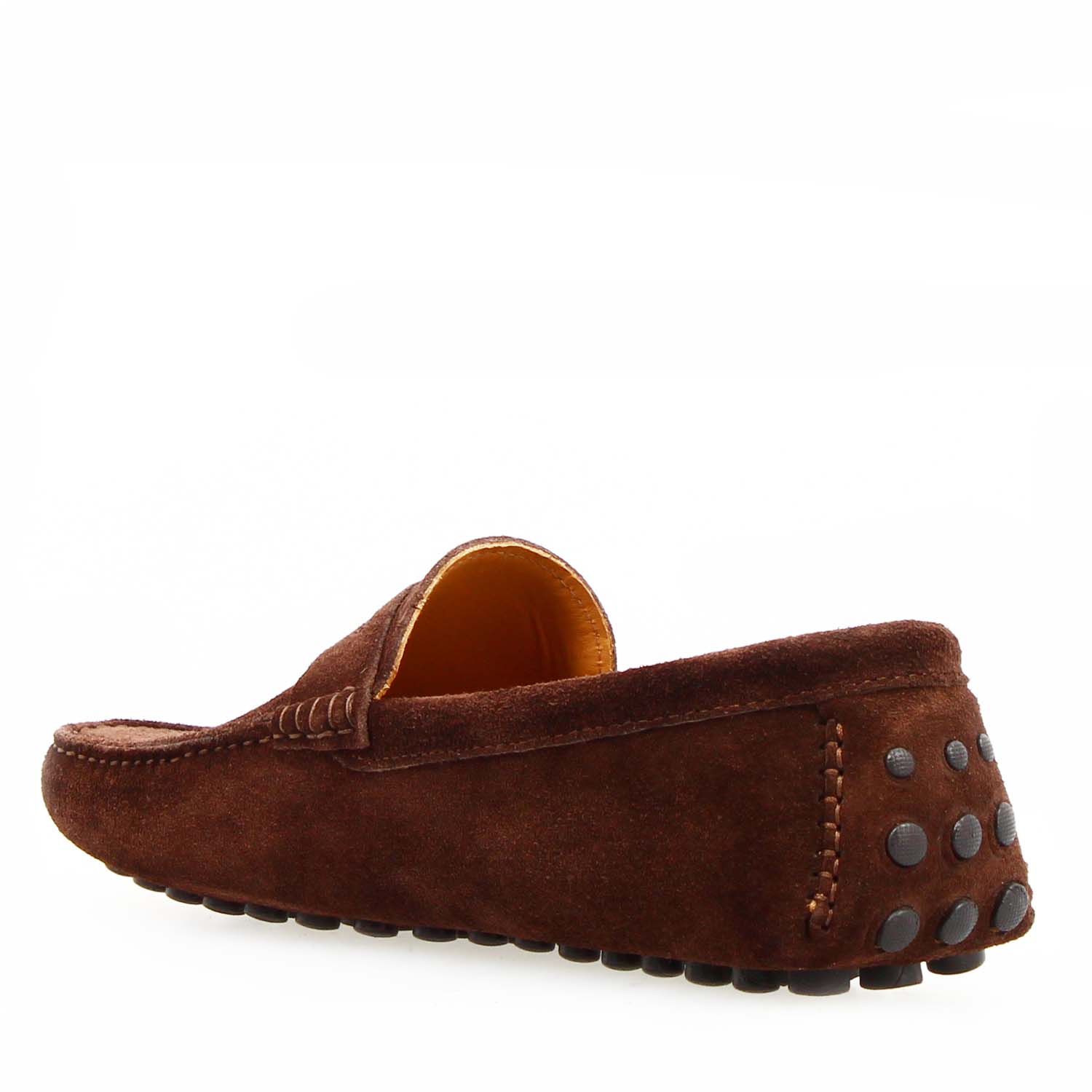 Leonardo Shoes Garda Mocassini Uomo Camoscio Marrone Scuro