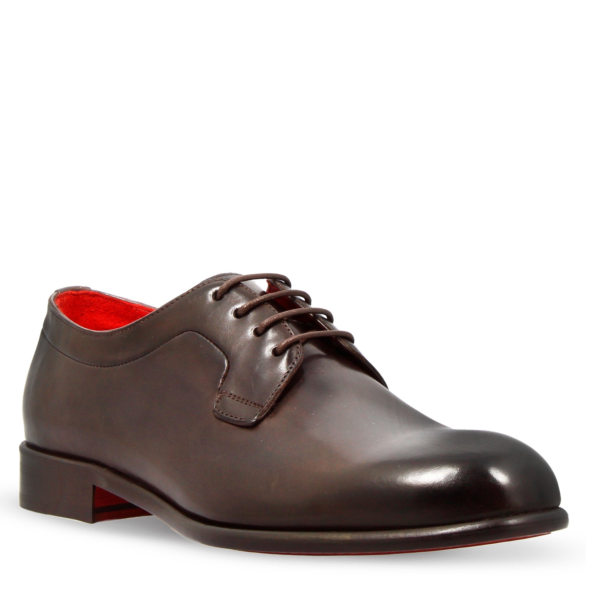 Leonardo Shoes Francesine derby marrone scuro pelle liscia