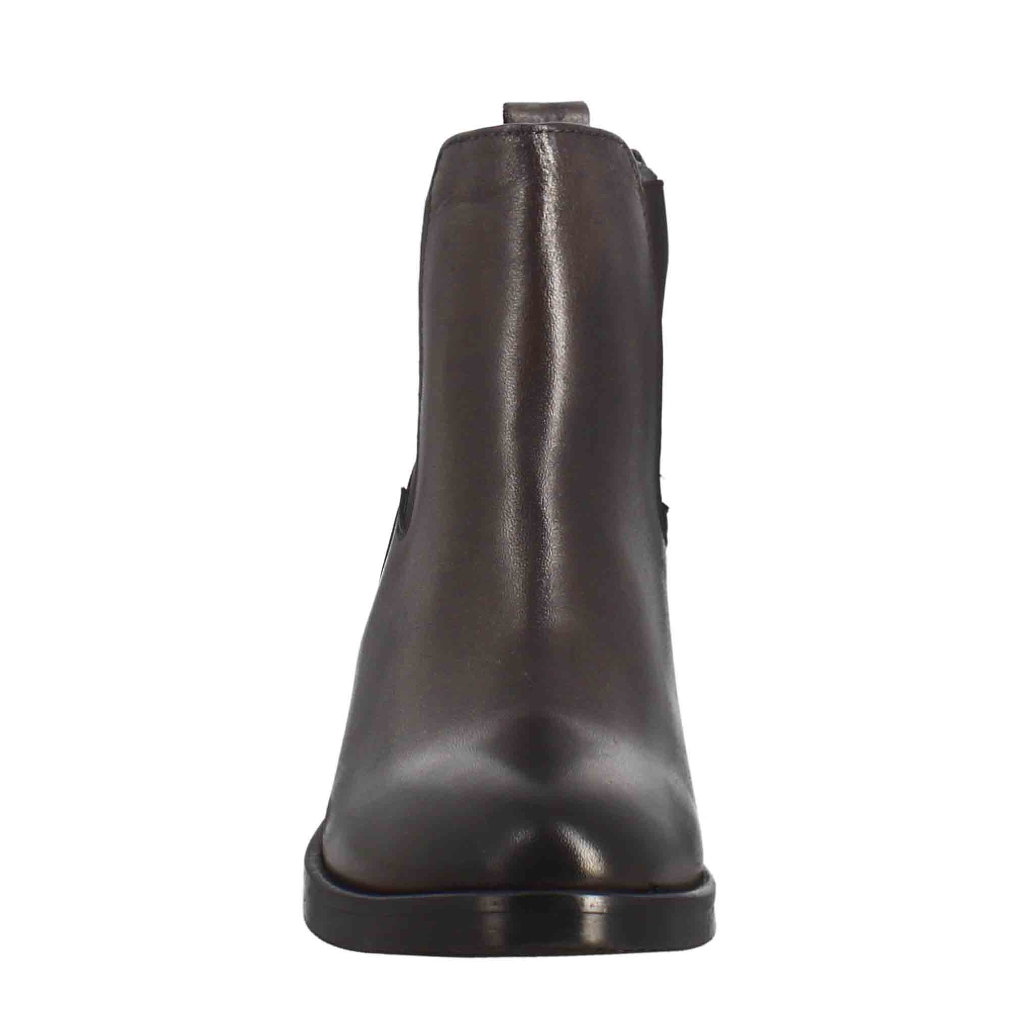 Leonardo Shoes Stivali Donna Chelsea pelle marrone scuro tacco 5 cm